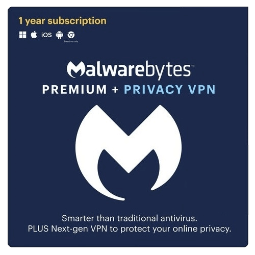 Malwarebytes Premium + Privacy VPN Bundle - 1-Year / 10-Device, USA / Canada, Activation Code by email