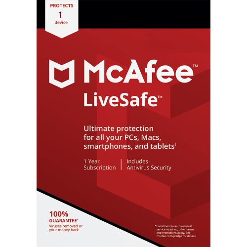 McAfee LiveSafe - 1-Year / 1 Device, USA / Canada, Activation Code by email