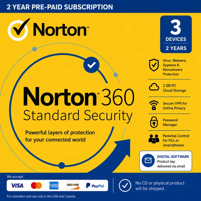 Norton 360 Standard for 3- Devices/ 2- Years | USA / Canada