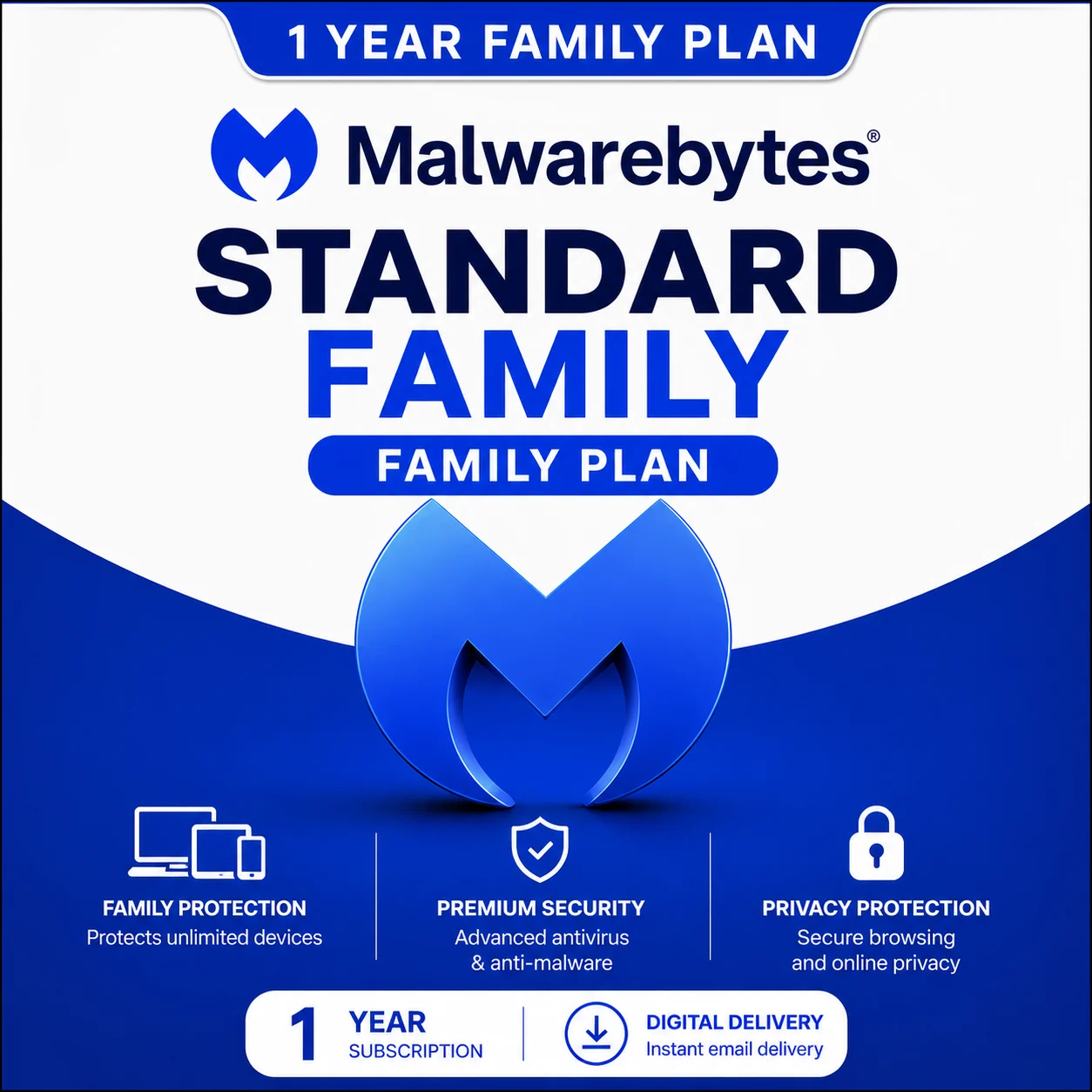 Malwarebytes Standard Family – Family Plan, 1 Year