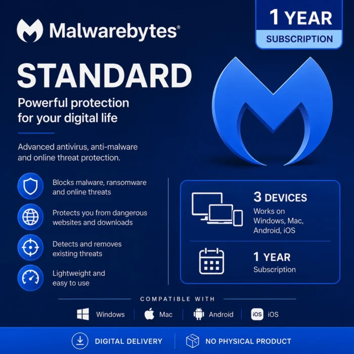 Malwarebytes Standard – 3 Devices, 1 Year