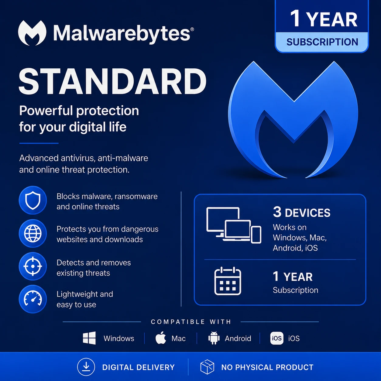 Malwarebytes Standard – 3 Devices, 1 Year