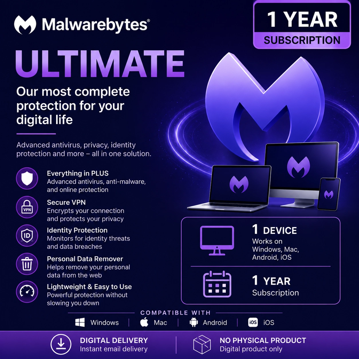 Malwarebytes Ultimate – 1 Device, 1 Year